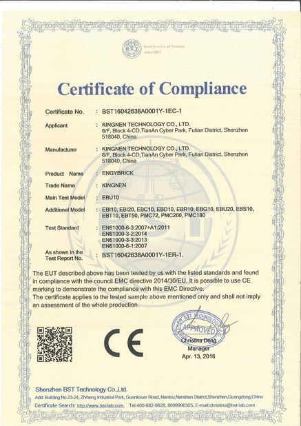 China Kingsine Electric Automation Co., Ltd. Certification